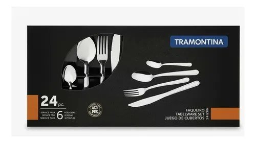 Faqueiro Tramontina 24 Peças Inox Jogo De Talheres Completo 6 Pessoas