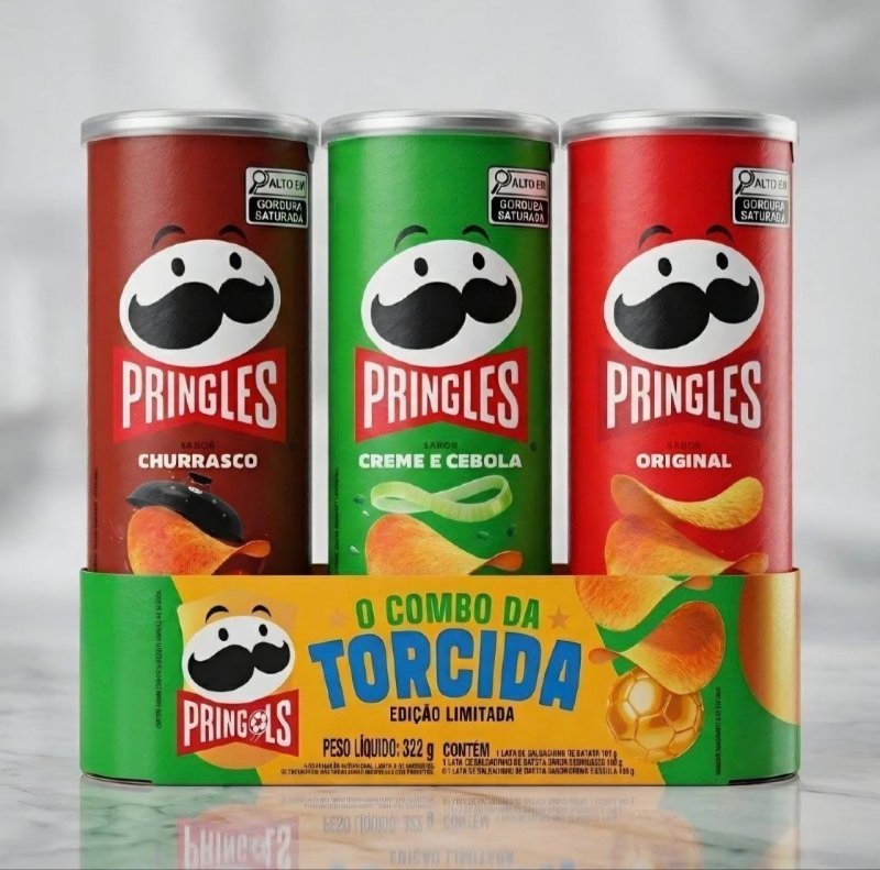 Salgadinho Batata Frita Pringles Tripack Festa do Futebol 322g