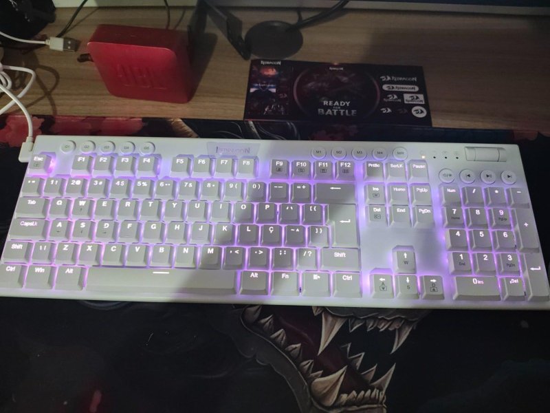 Teclado mecânico Low Profile Redragon Horus Branco Switch Brown + Frete Grátis
