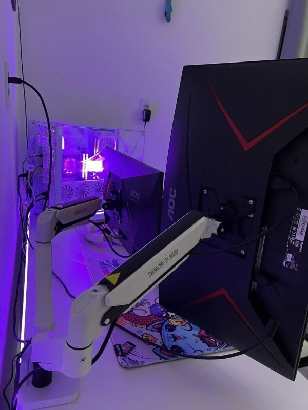 Suporte Articulado Zinnia Nimbo 210 Pistão a Gás Dois Monitores 13" a 32" - Branco + Frete Grátis