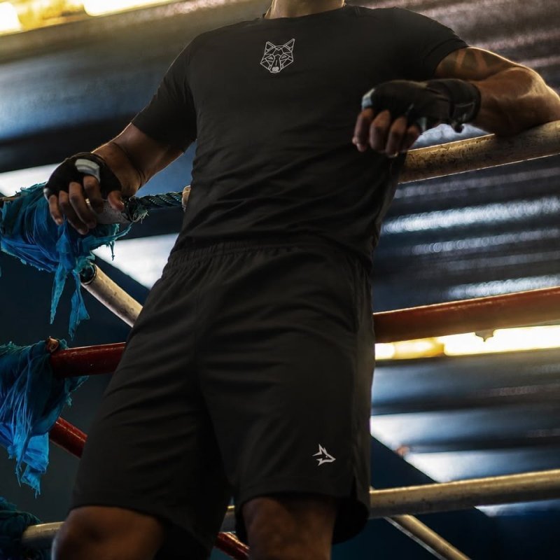 Kit Bermuda Lobo+camiseta Lobo Dry Fitness Academia Alpha