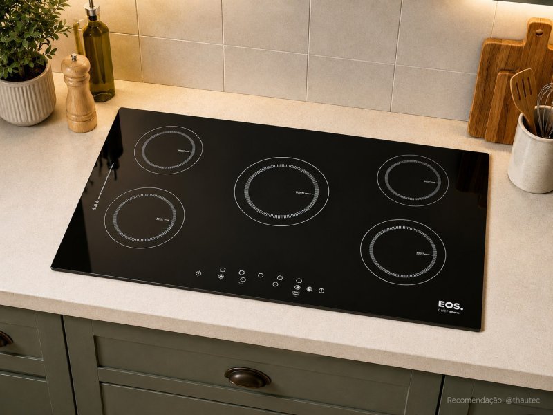 Cooktop de Indução Cinco Bocas EOS 90cm Preto 9500W (ECI05EP)