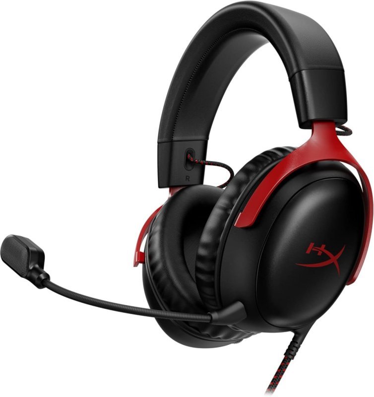HyperX Cloud III - Drivers 53mm - Áudio DTS - Microfone 10mm - Vermelho e Preto