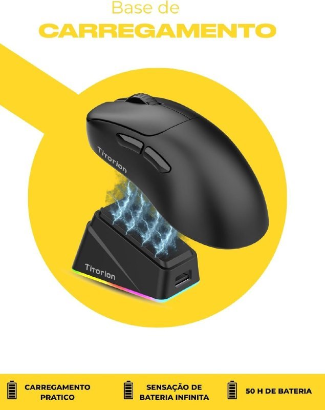 Mouse sem Fio Gamer Titorion Velar Paw3311 Preto + Frete Grátis