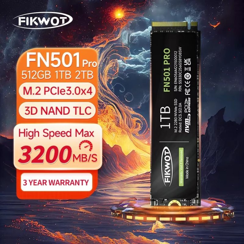 SSD NVME 512GB Fikwot FN501 PRO M.2 3200 MB/S Pcie 3.0X4