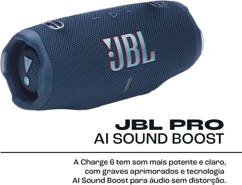 JBL Charge 6 - Bluetooth Portátil - À Prova D'água, Bateria 28h, 30W - Azul