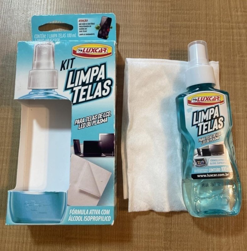 Luxcar Kit Limpa Telas 120 ml + Pano Aplicador - Fórmula Ativa Álcool Isopropílico