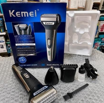 Máquina de Cortar Cabelo 3 em 1 Aparador de Pelos Nariz e Orelhas Kemei KM-6558