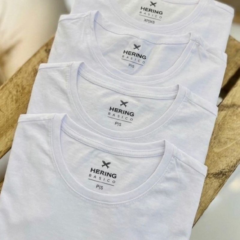 Kit 5 Camisetas Básicas Masculinas Algodão Branca Hering