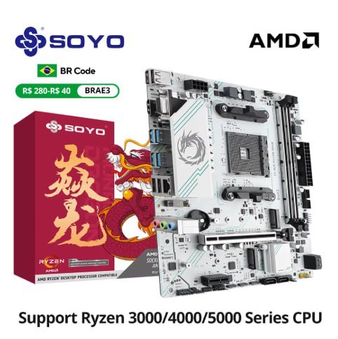 Placa mãe B550m Soyo ARGB Pcie 4.0, 2x Nvme