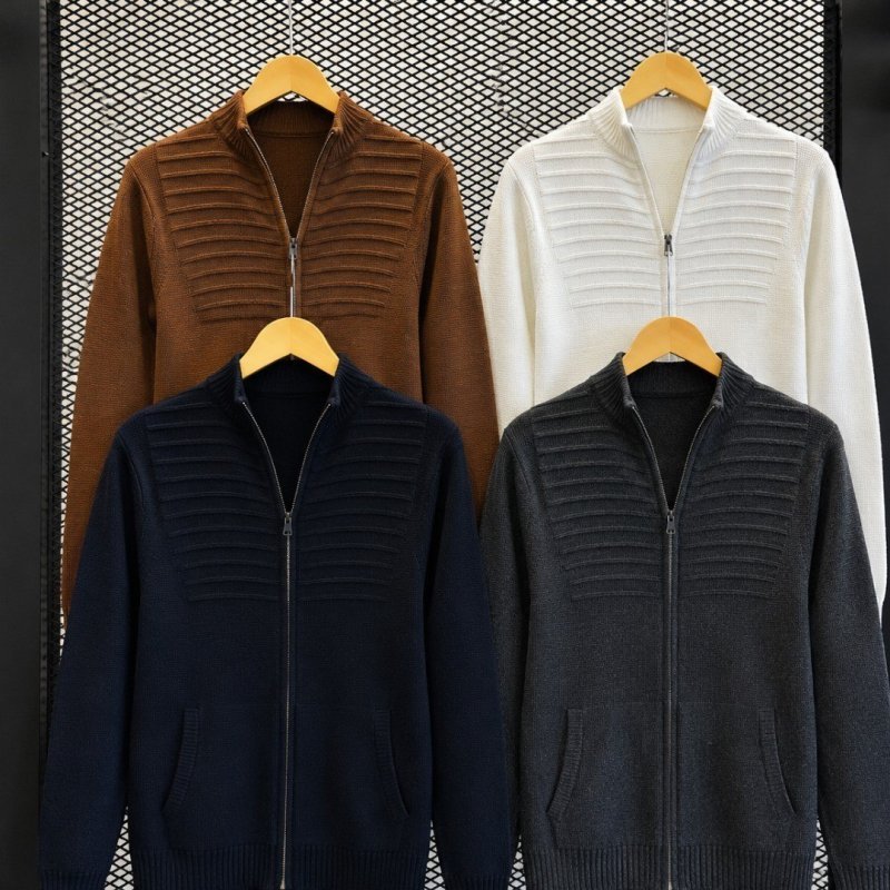 Jaqueta Masculina Blusa De Frio Malha Grossa Ziper E Bolso