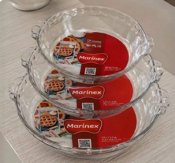 Kit com 3 Formas de Vidro Redonda Filetada Marinex + Frete Grátis