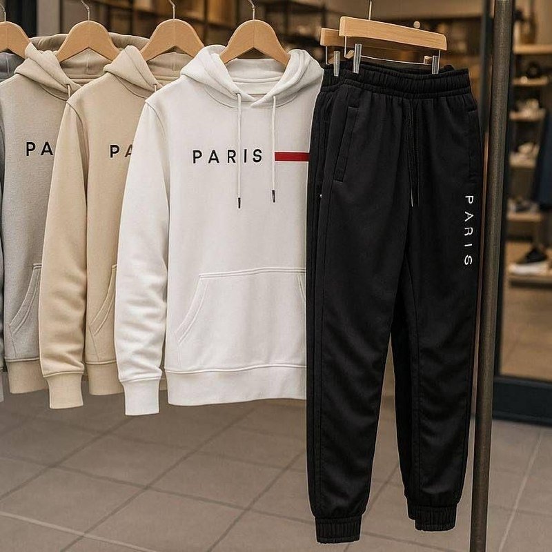Conjunto Moletom Canguru Com Capuz E Calça Jogger Paris + Frete Grátis