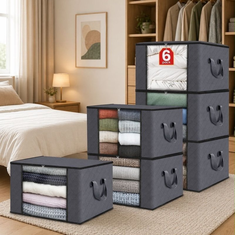 Kit6 Saco Organizador Guarda Roupa Dobrável Edredom Cobertor + Frete Grátis