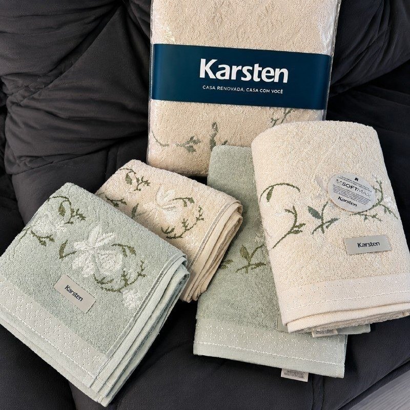 Jogo com 4 Toalhas Karsten 100% Algodão Floral + Frete Grátis