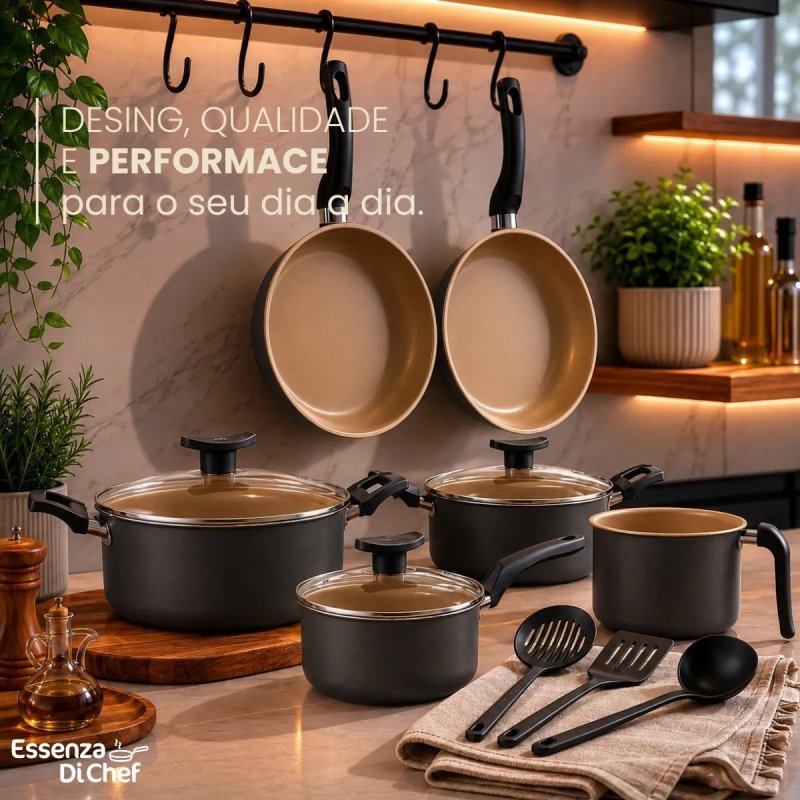 Conjunto Panelas Antiaderente 10 Peças Teflon