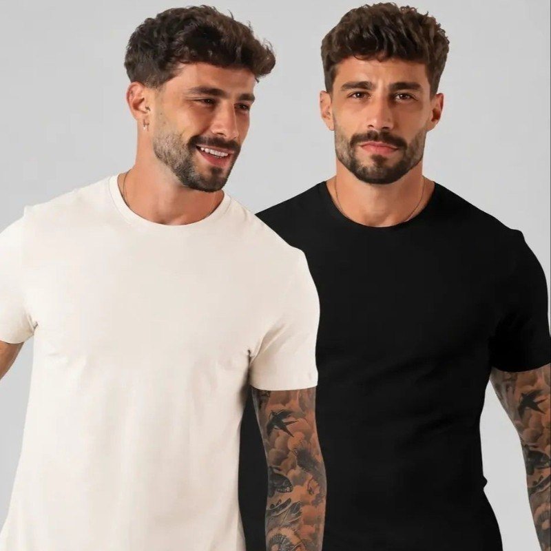 Kit 2 Camiseta Masculina Malha Peruana Premium