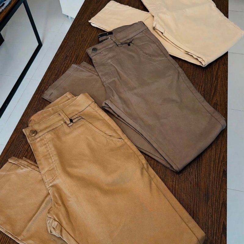 Kit 3 Calça Masculina Sarja Slim Alfaitaria Esporte Fino