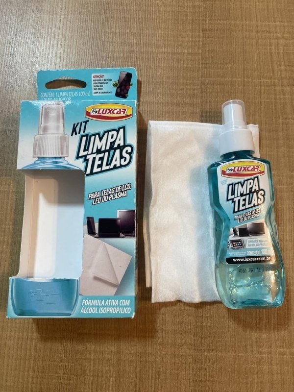 Luxcar Kit Limpa Telas 100 ml + Pano Aplicador - Fórmula Ativa Álcool Isopropílico