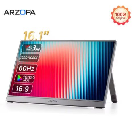 Monitor Portátil para Jogos ARZOPA de 16,1 Polegadas, 1080P