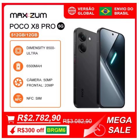 Poco X8 PRO 5G, 512GB/12GB, MediaTek Dimensity 8500-Ultra
