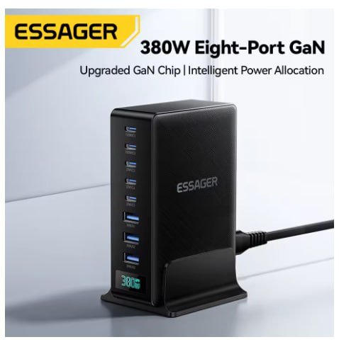 Carregador Essager 380W GaN de Carregamento Rápido 8-em-1