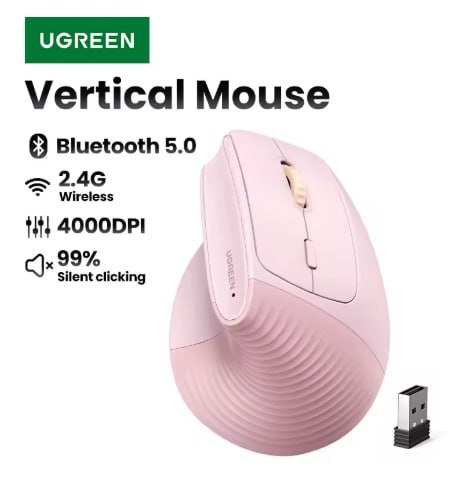 Mouse Ergonômico Ugreen Bluetooth 5.0 Wireless 2.4g 4000dpi