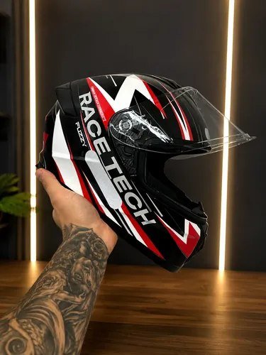Capacete Race Tech Hit Preto Gloss Integral Adulto
