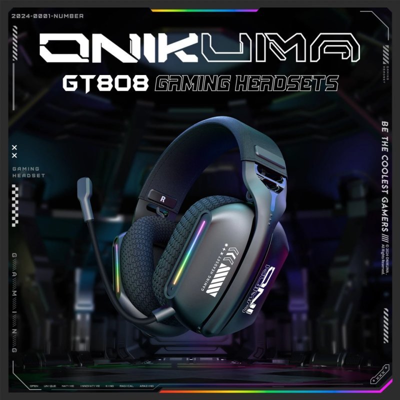 Headset Gamer Sem Fio Onikuma GT808 RGB