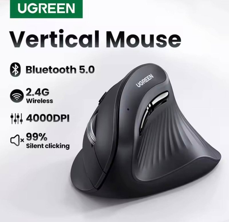 Mouse Ergonômico vertical sem fio UGREEN 4000 DPI