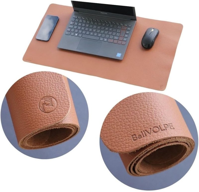Mouse Pad Grande Desk Pad Desk Mat Mousepad Couro Legítimo (Caramelo)
