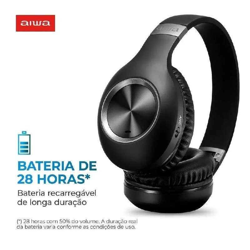 Fone De Ouvido Aiwa Aws-hp-02-b Bluetooth Preto