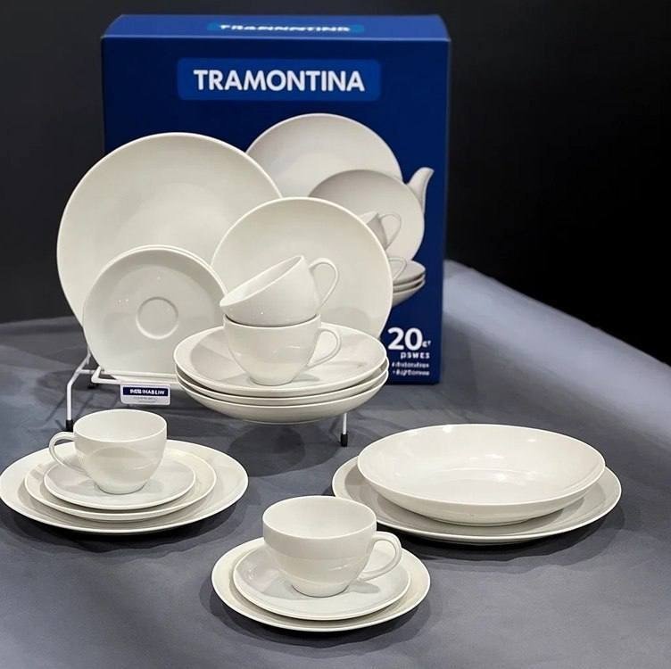 Aparelho De Jantar Tramontina Flávia Em Porcelana 20pçs + Frete Grátis