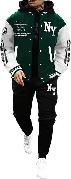 SOLY HUX Conjunto de 2 peças de agasalho masculino com estampa de letras coloridas