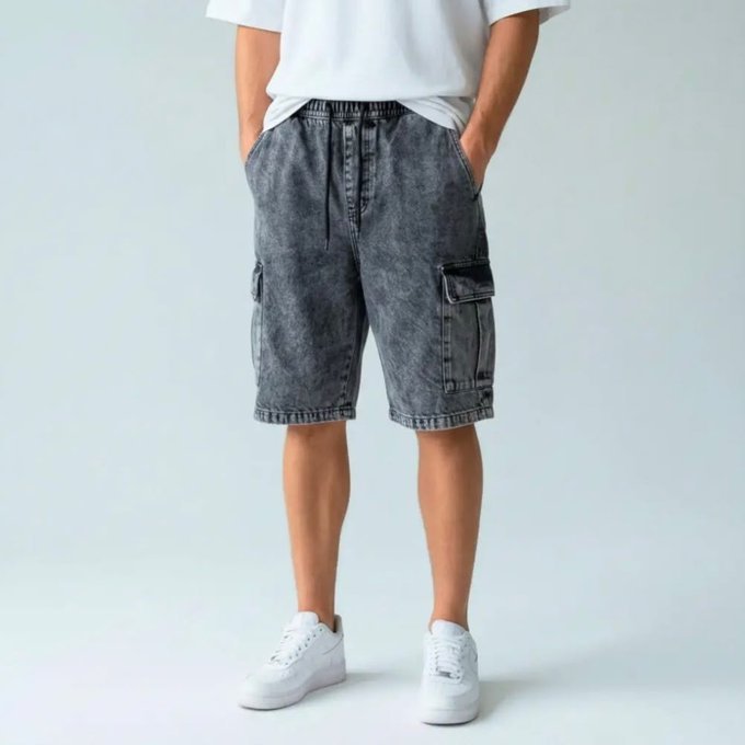 Bermuda Jeans Cargo Baggy + Frete Grátis