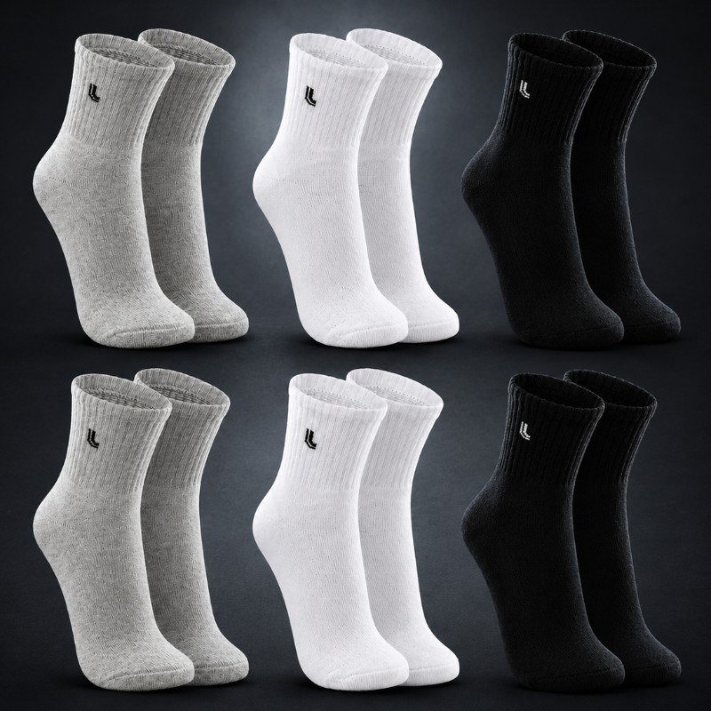 Kit 6 Pares Meias Lupo Cano Médio Esportivas Academia (37 a 44)