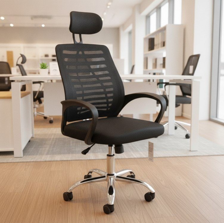 Cadeira Escritório Oficial Diretor Mesh Ergonômica Office Preto Tela Mesh