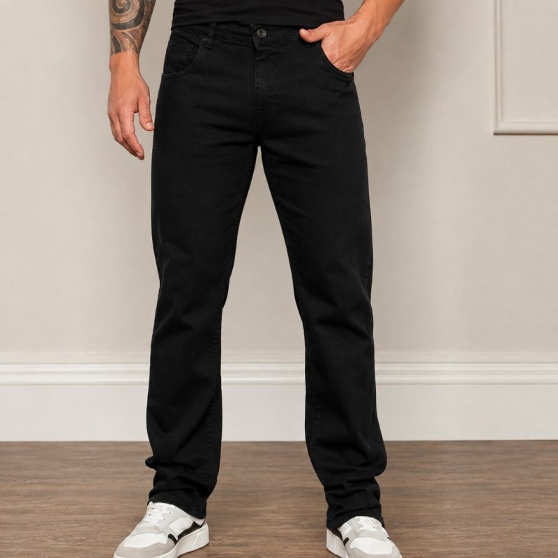 Calça Jeans Masculina Corte Reto Tradicional Lycra Básica (38 a 54)