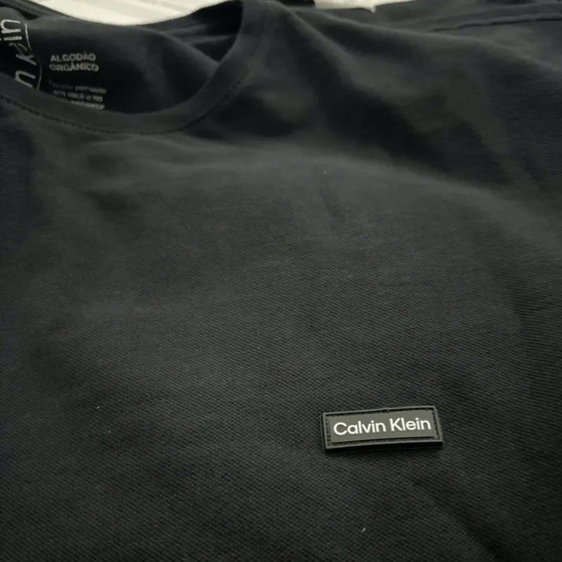 Camiseta Calvin Klein Masculina Piquet Orgânico Preta