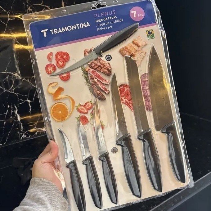 Jogo com 7 Facas Tramontina Plenus em Aço Inox