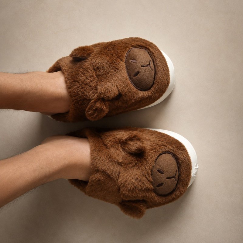 BEMMY Pantufas Felpudas e Aconchegantes para Mulheres e Homens com Estampa de Capivara