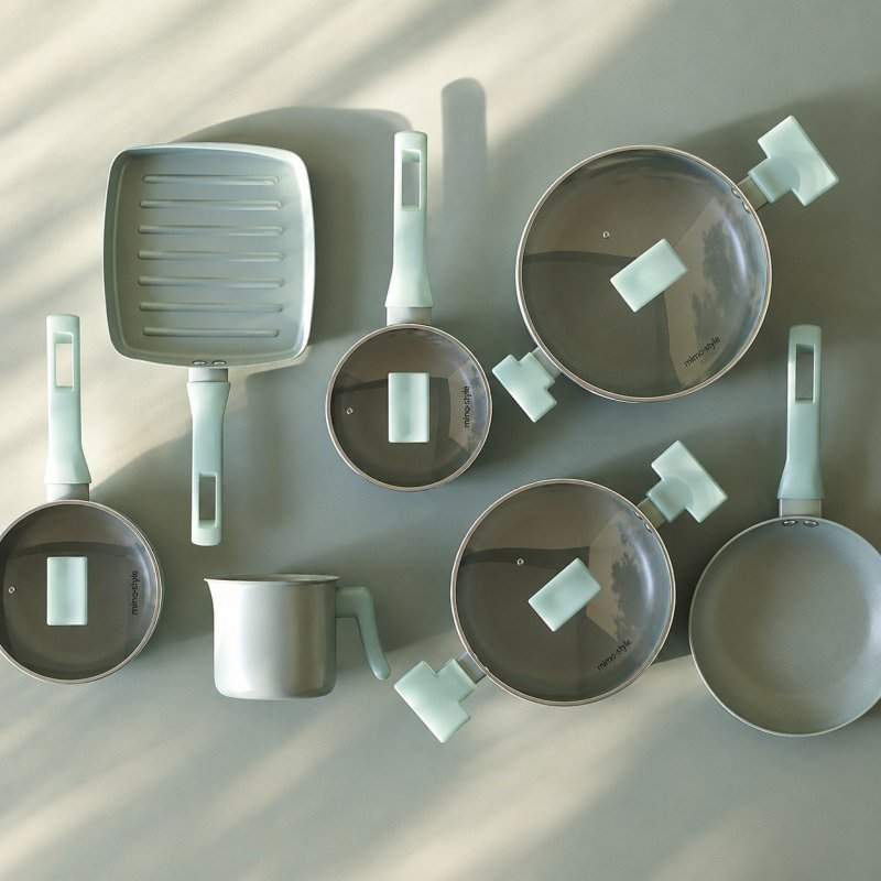 Mimo Style Conjunto de 7 Sartin Cook Aquamint Compatível com Fogão a Gás