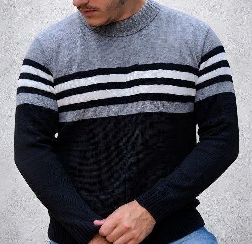 Suéter Blusa De Tricot Masculino Listrado Blusa Lã Masculina