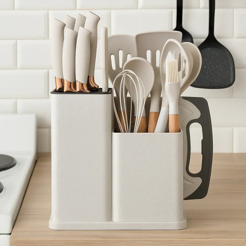 19 Peças Kit Utensílios Cozinha Tábua Em Silicone Espátula (5 cores)
