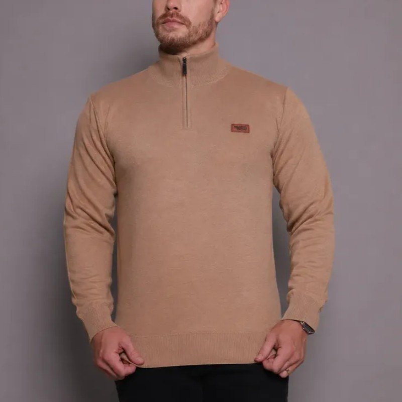 Suéter Masculino Zíper Gola Alta Red Nose Básico Inverno