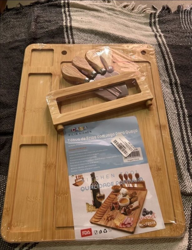 Kit Tábua Petisqueira Grande Para Queijos E Frios Bambu