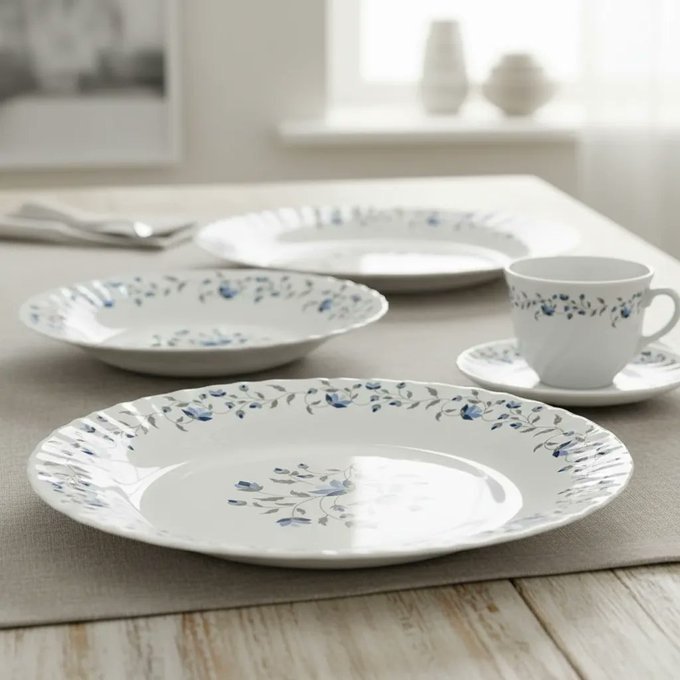 Aparelho De Jantar 20 Peças Vidro Opaline Para Mesa Posta
