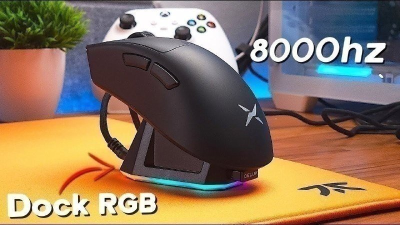 Mouse Delux M900 PRO, PAW3395, 8KHz, com Dock de Carregamento