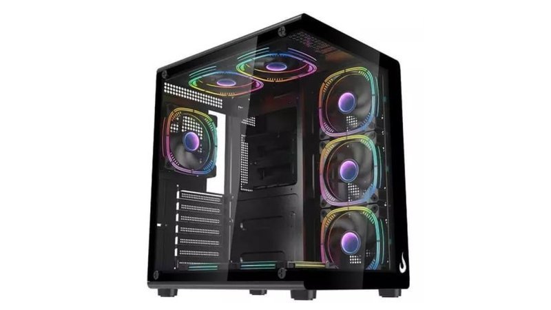 Gabinete Gamer Rise Mode Galaxy Glass X, Mid Tower, Vidro Temperado, mATX, Sem Fonte, Sem Fan, Preto, Rm-Ga-Ggx-Fb