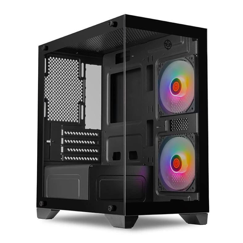 Gabinete Gamer TGT Gladiator, Rainbow, Mid-Tower, Lateral de Vidro, Com 2 Fans, Preto, Tgt-Gld-Bk